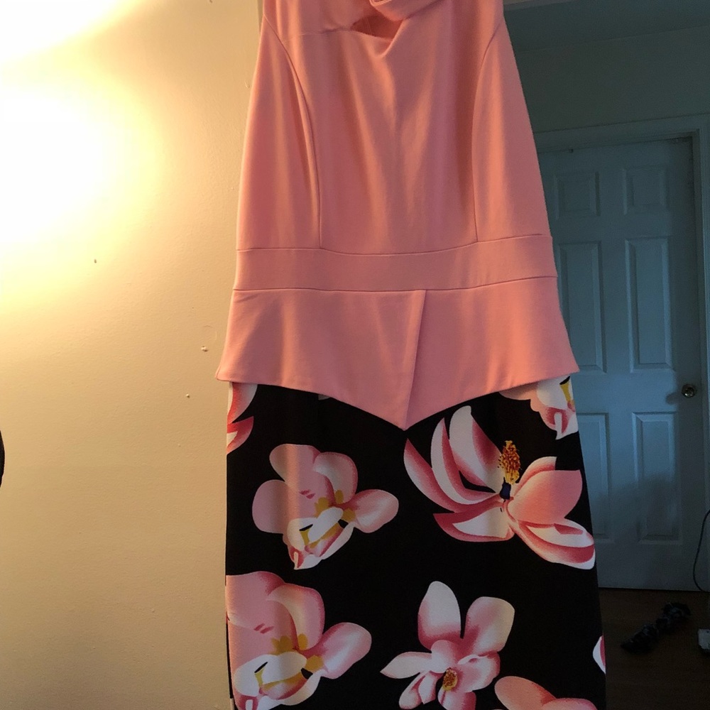 Pink floral peplum dress